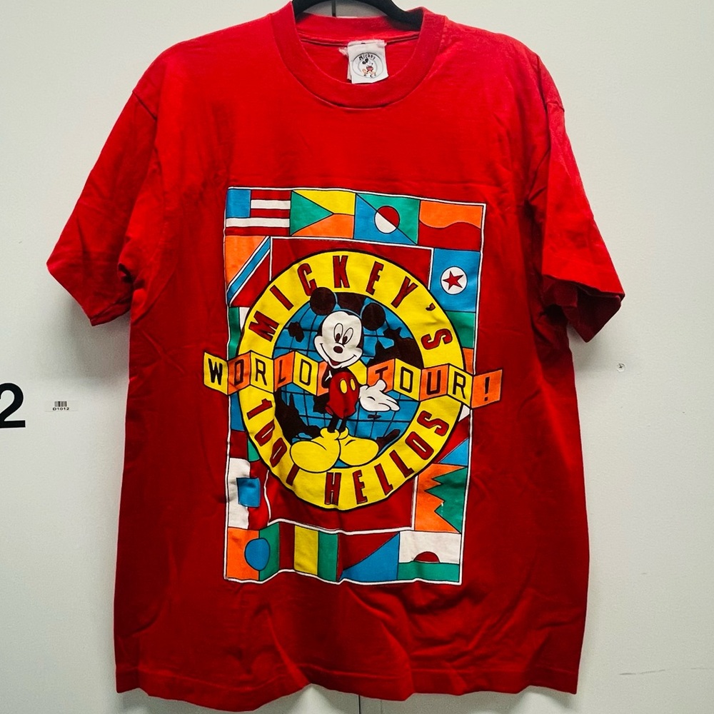 vintage 90s disney mickeys world tour tee